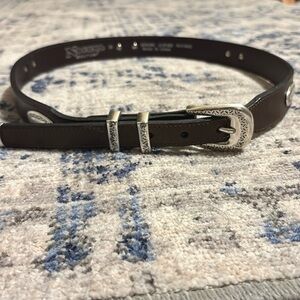 Nocona Brown Leather Belt with Silver oval conchos